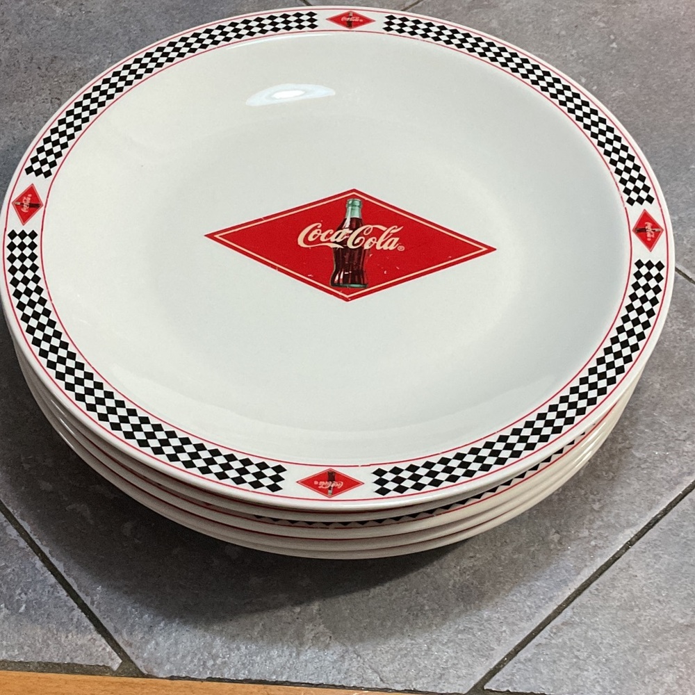 Coca Cola Red and Black Checkered Dinner Plates